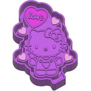 Hello Kitty Valentine Heart Balloon Freshie STL Mold Housing