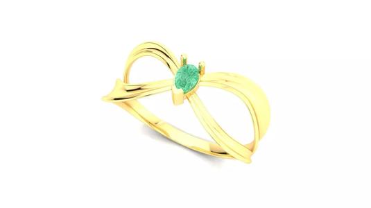 Gold Concave Ring Pear Emerald 3D Model Print Ready