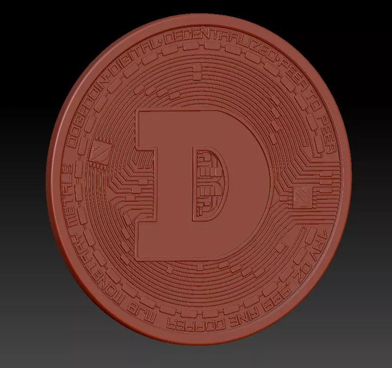 Dogecoin Print Model coin with letter d