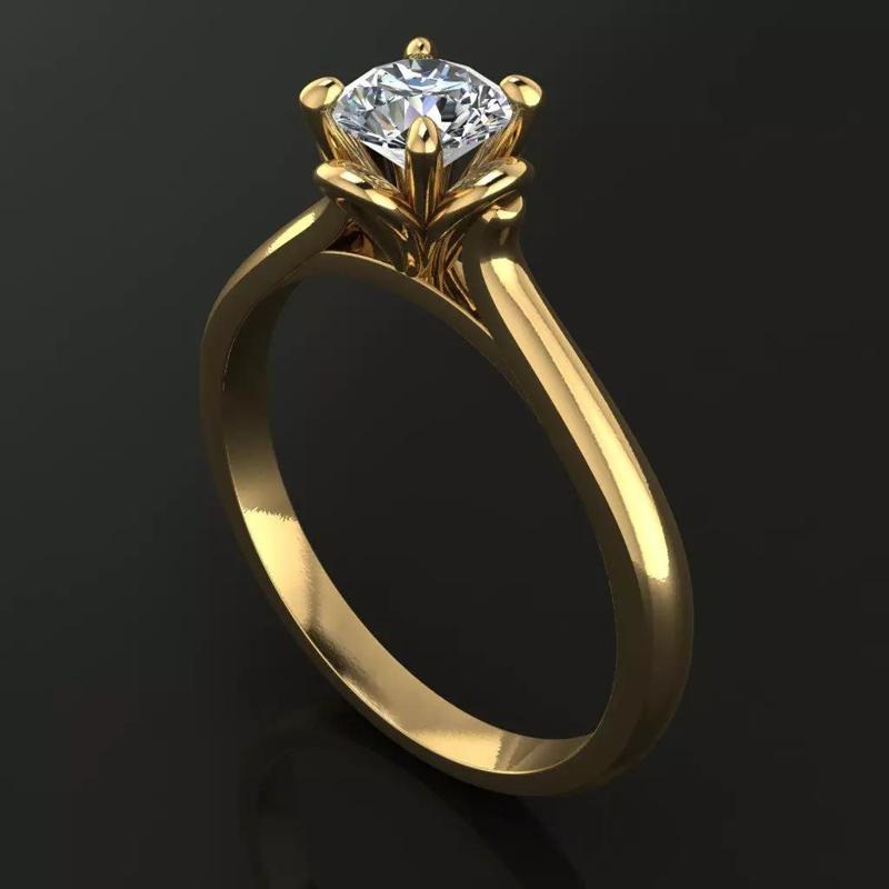 Floral Solitaire 4 Prong Diamond Engagement Ring
