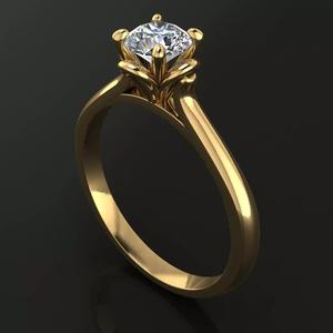Floral Solitaire 4 Prong Diamond Engagement Ring