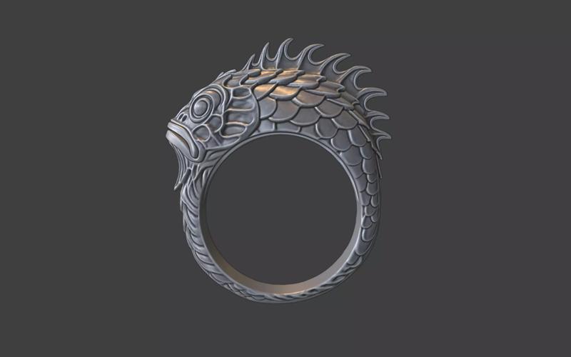 fish ring silver ring with scales