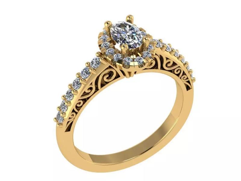 Ring478 oval diamond engagement ring gold