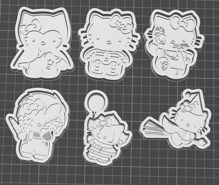 6 Pack Kitty Halloween STL Cutters - Cookie Molds and 3D Crafts Volume 1