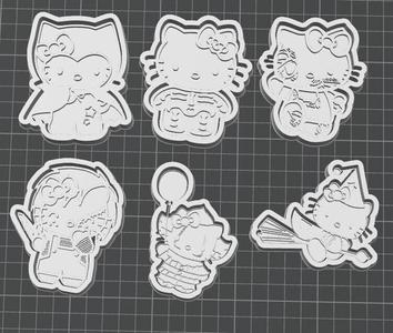 6 Pack Kitty Halloween STL Cutters - Cookie Molds and 3D Crafts Volume 1