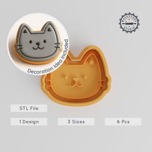 Grinning Face Shape Cutter & Stamp Set, Perfect for Cookies & Fondant, 6-Piece, Happy & Funny Designs, S/M/L Sizes