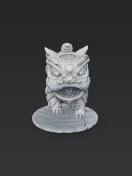 Majestic Gray China Lion Marble Showpiece