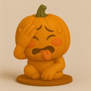 Overwhelmed Pumpkin STL – Funny Cartoon Jack-O’-Lantern 3D Print Model – Silly Halloween Figurine