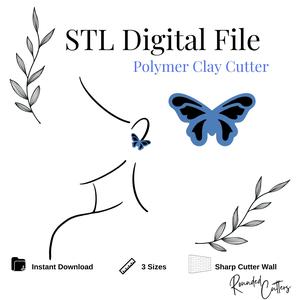 Butterfly Polymer Clay Cutter, Digital STL File, Instant Download, STL file for 3D Printer, 3 sizes, #321