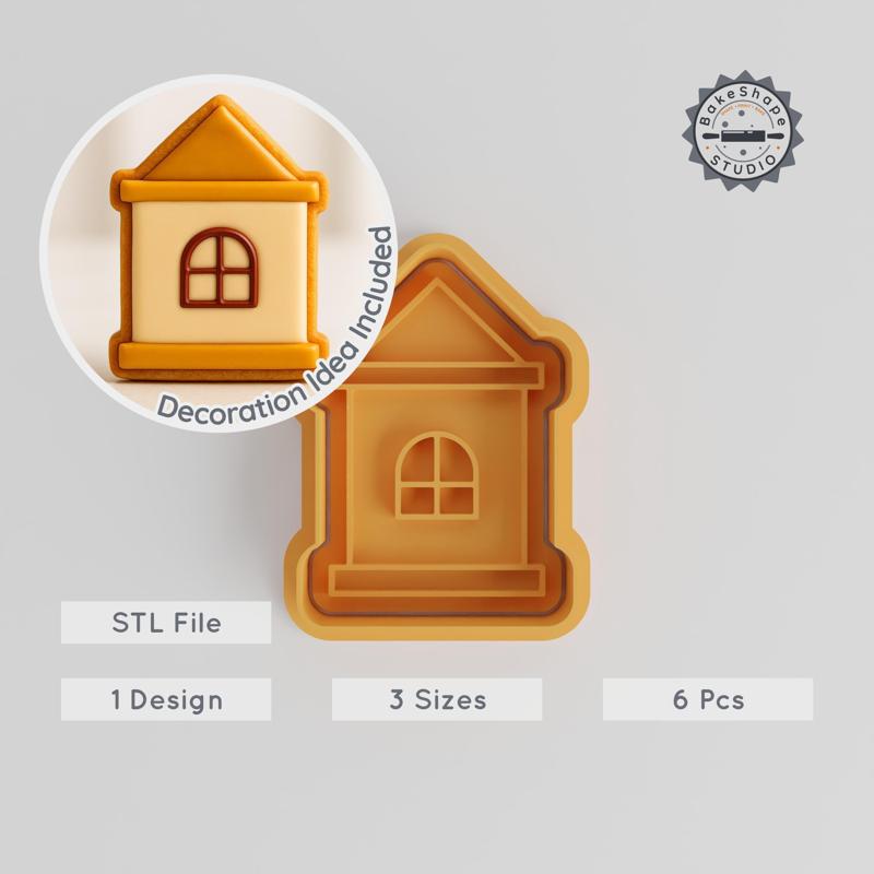 House Shape Cutter & Stamp Set, Cookie & Fondant Molds, S/M/L, 3D Print STL Collection