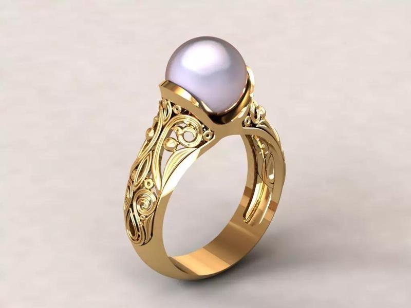 Gold Pearl Ring