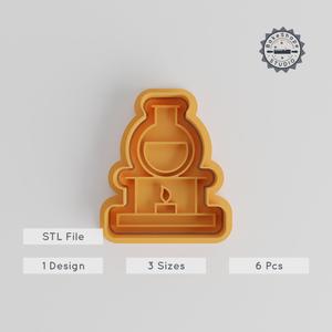 Educational Science Shape Cutter & Stamp, Chemistry Flask, Cookie & Fondant Design, Set of 6, S/M/L Sizes