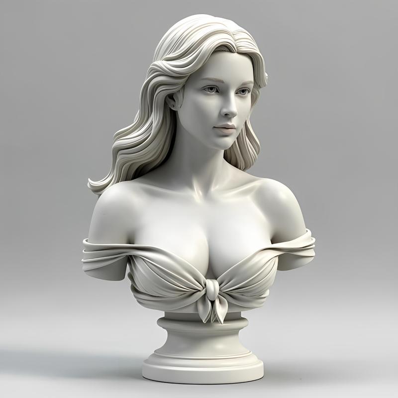 100mm Fantasy Female Bust: High-Detail Portrait
