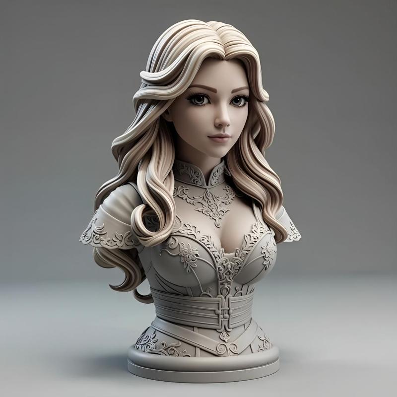 100mm Fantasy Lady Bust: High-Detail 3D Print