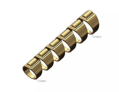 Dome stepped rectangular signet ring miniset US sizes 7to12