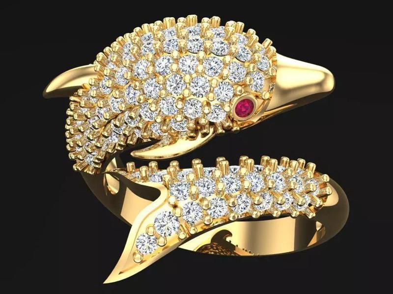 Dolphin rings  - Fish Rings - Diamond ring - Womens Rings