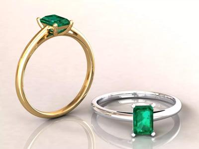 Emerald Cut Engagement Ring 6x4