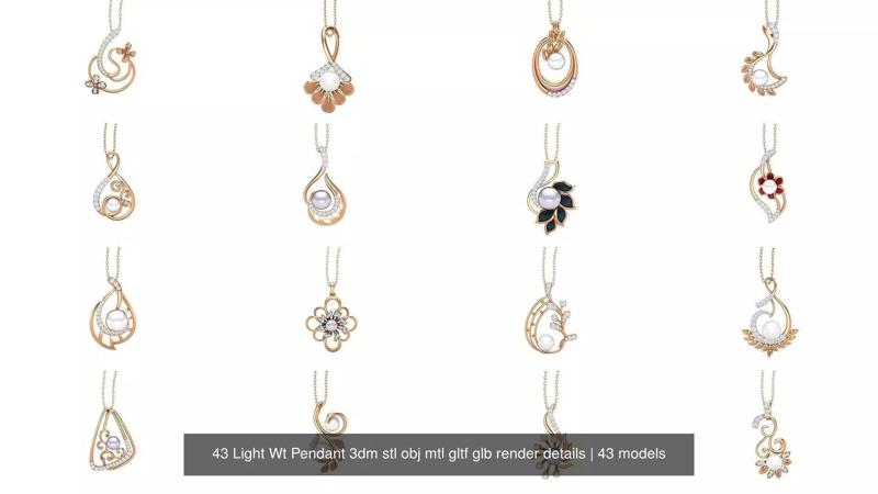 43 Light Wt Flower Leaves Nature Pendant 3dm stl obj mtl gltf 3D Model Collection