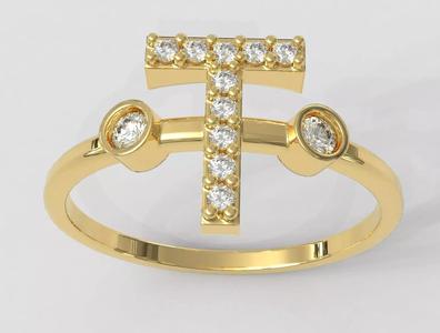 Diamond Letter Ring - T