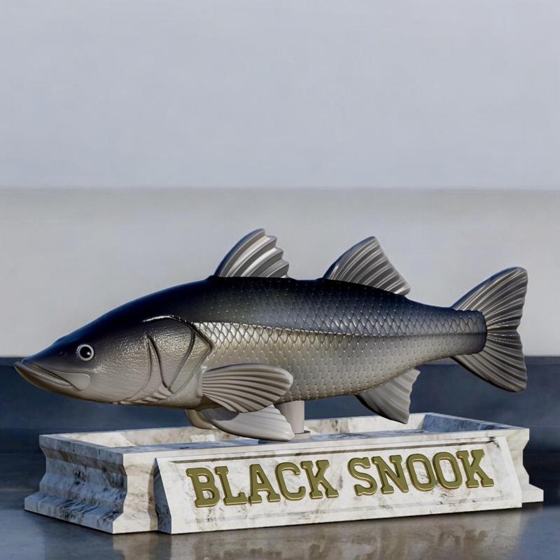 fish black snook / robalo / Centropomus nigrescens  statue detailed texture for 3d printing