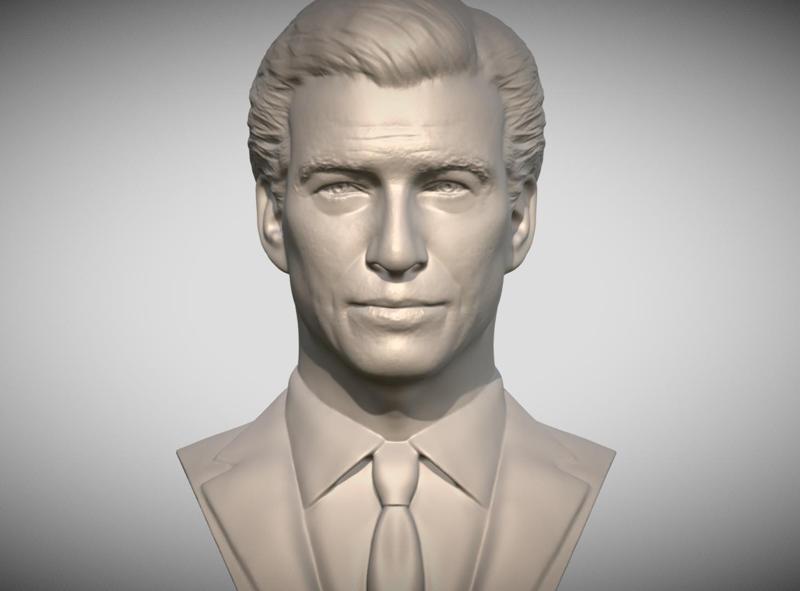 Pierce Brosnan as James Bond bust for 3D printing