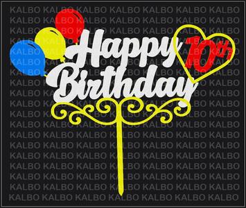 Happy 10th Birthday Cake Topper