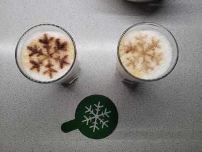 Coffee stencils (snowflake, christmas tree)