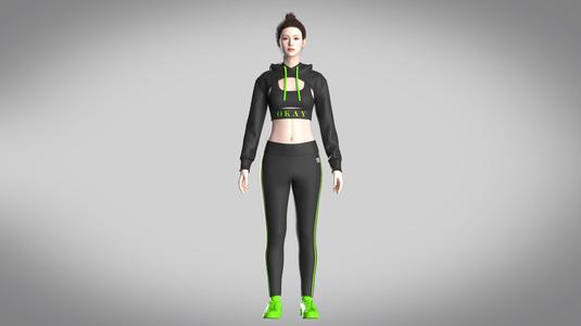 Girls Hoodie With Leggings  | Marvelous / Clo3d / obj / fbx