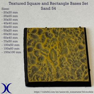 Square and Rectangle Bases Set – Sand 54 Texture (20–150mm) | Perfect for Tabletop Wargames & RPG's