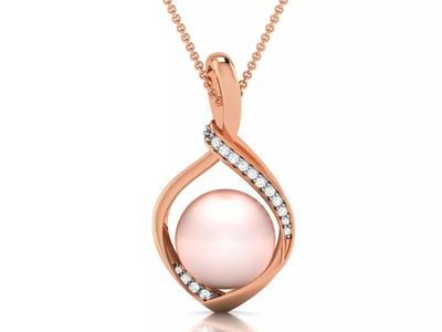 Women pearl pendant 3dm render detail