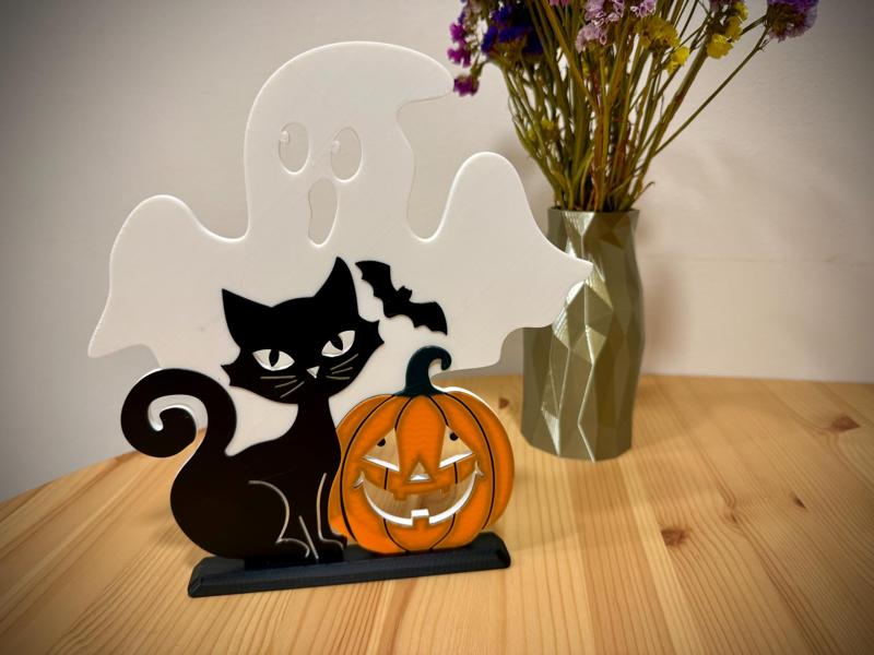 Ghost Pumpkin and Cat decor
