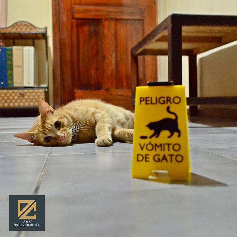 Mini sign - Danger, cat vomit