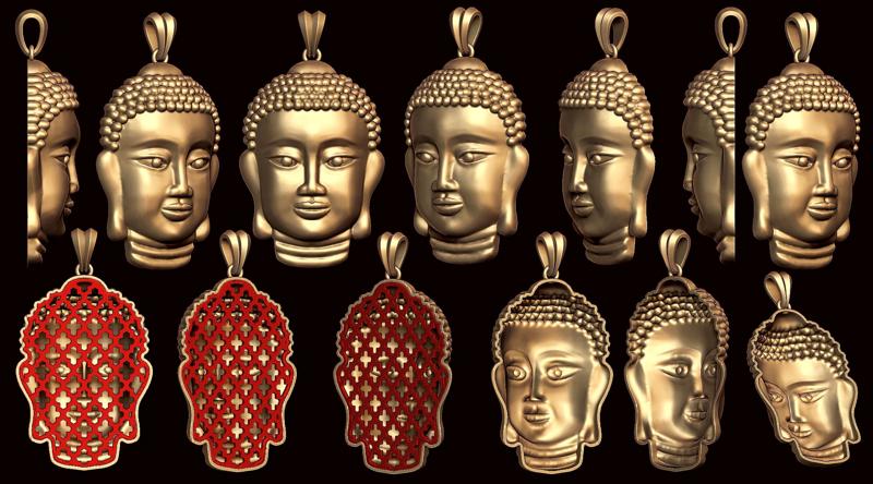 Buddha Hollow Head Pendant with backplate