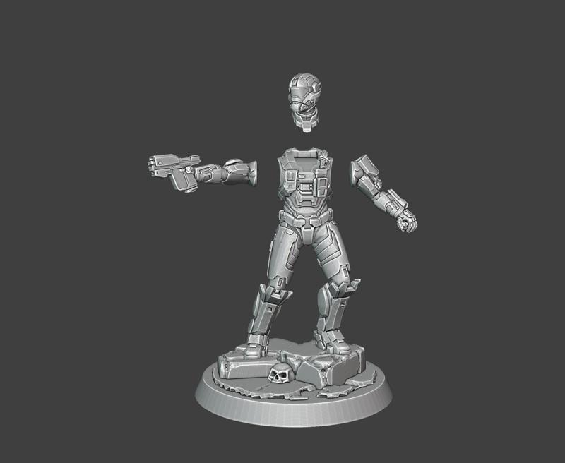 Carter Noble 1  Base Model - Halo Reach Miniature - Pose 2 - Ground Command - Flash P