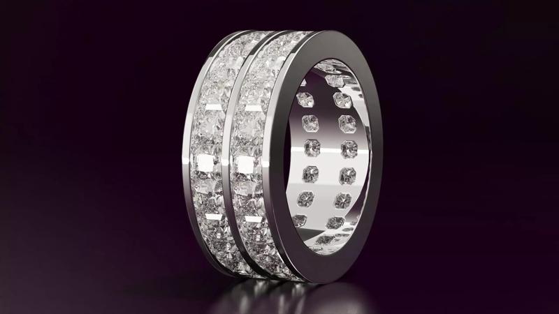 2Line Channel Set Radiant Square Eternity Ring 6072CT EU54