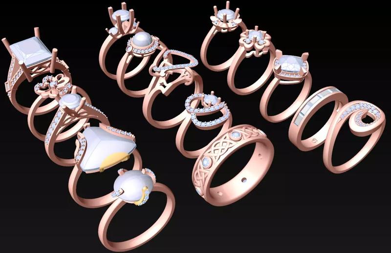 15  Womens Ring - Collection 3d Ring Jewellery Models bulk- AW07