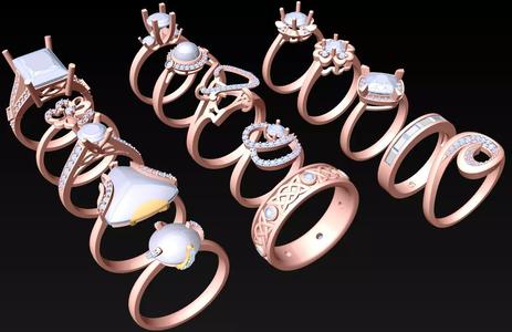 15  Womens Ring - Collection 3d Ring Jewellery Models bulk- AW07