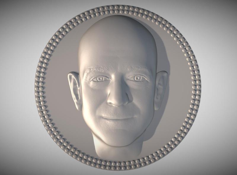 Jeff Bezos medallion pendant 3D printing ready
