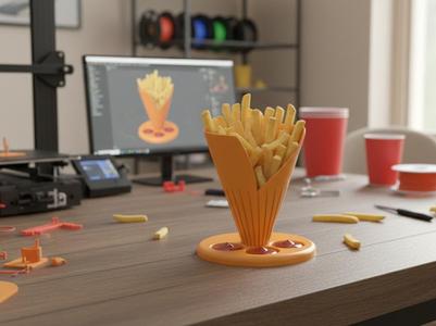 3d printed Fries Cup With ketchup Space
