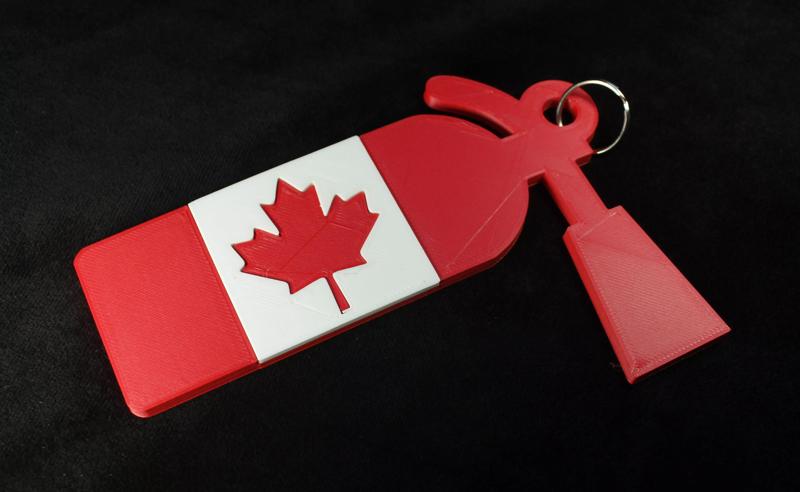 Canadian Fire Extinguisher Firemen Keychain
