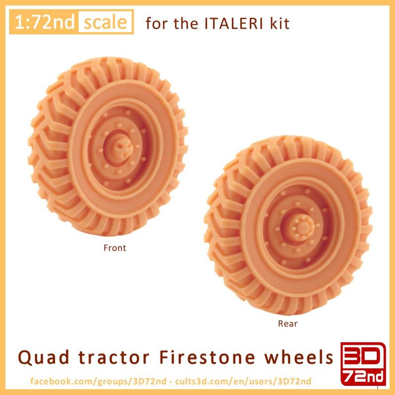 3D72ND - 1/72ND SCALE QUAD TRACTOR FIRESTONE WHEELS
