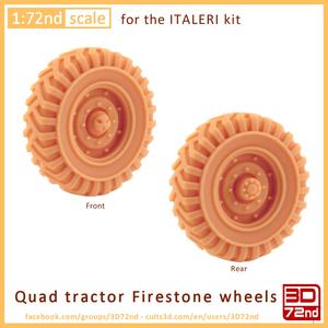 3D72ND - 1/72ND SCALE QUAD TRACTOR FIRESTONE WHEELS