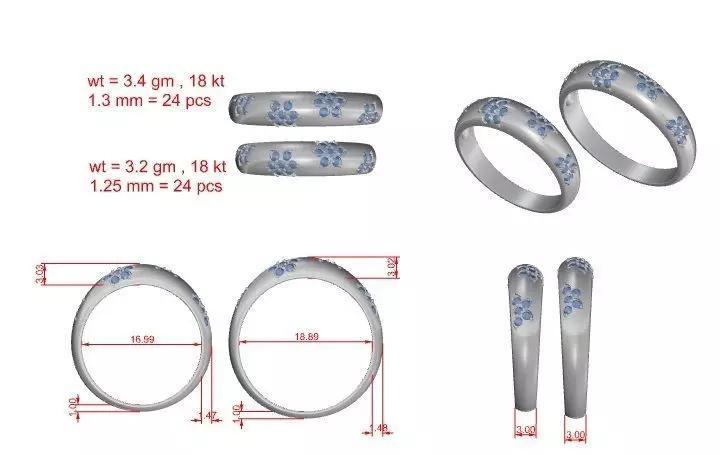 Couple Band Ring Set 3D Model STL 3DM