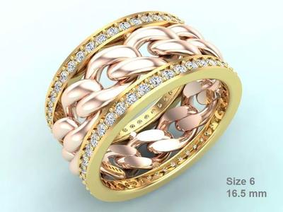 Chain Diamond ring - Miami Cuban ring - N8531 size 6