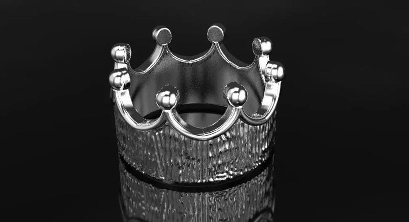 Crown ring with facture