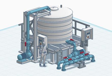 Water tank 3 (Rooftop) 1/64 scale