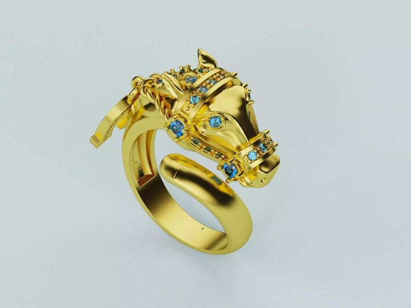 Horse with Horseshoe Ring  - Anillo Caballo Con Herradura