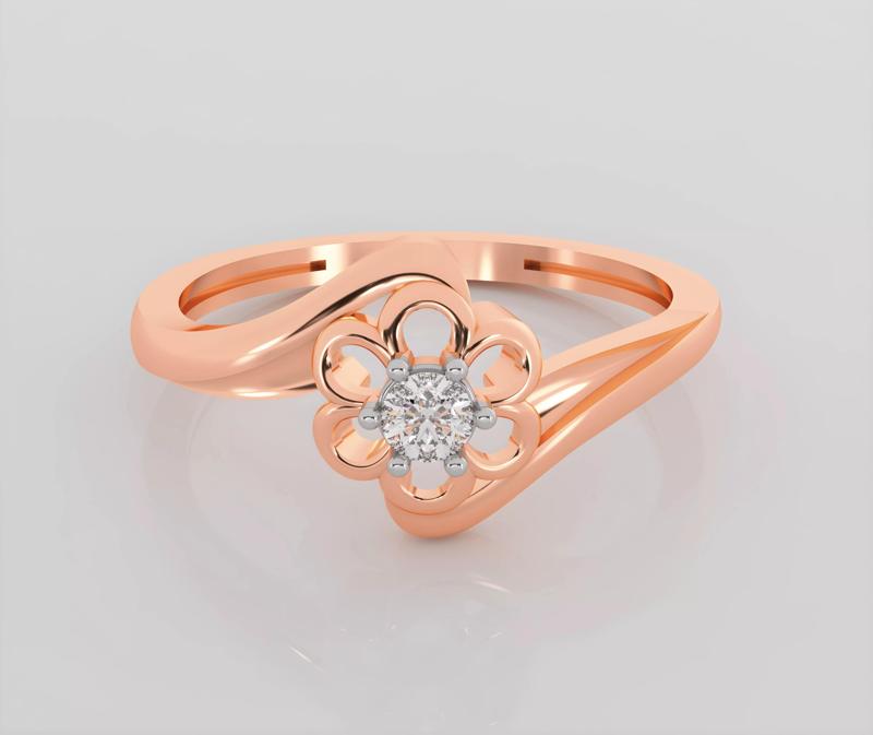 Flower Italian diamond ring 3dm stl render detail