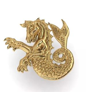 model gold plated seahorse brooch