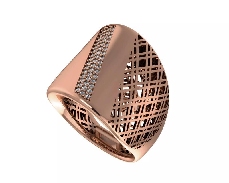Wire Mesh High Jewelry Italian Cocktail Diamond Ring